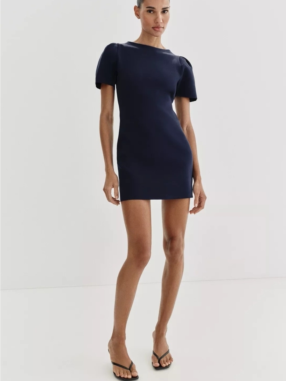 Knit Balloon Sleeve Short Dress